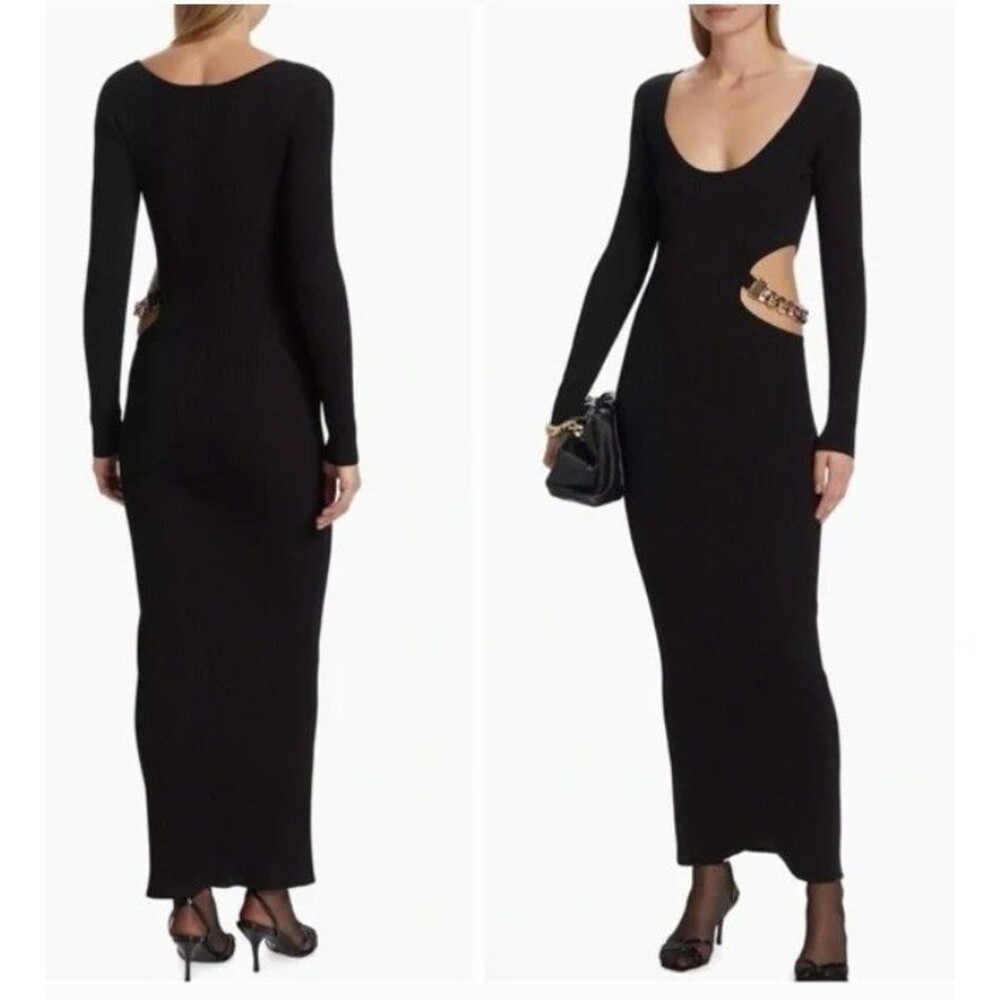 L'AGENCE Sloane Chain Cutout Body-Con Knit Dress Black M NWT NEW $495